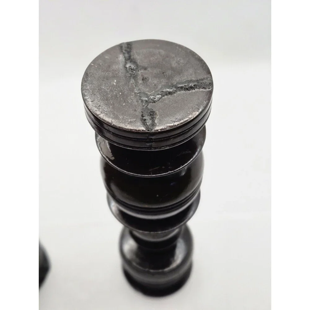 Antique Hand Made Turned Wood Gothic Style Wooden Candle Stick Holder Old World
